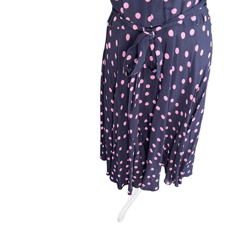 Hobbs London Polka Dot Midi Dress - Navy with Pink Dots US 10 - Picture 4 of 9